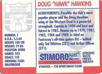 1991 Scanlens Stimorol #72 Doug Hawkins Back